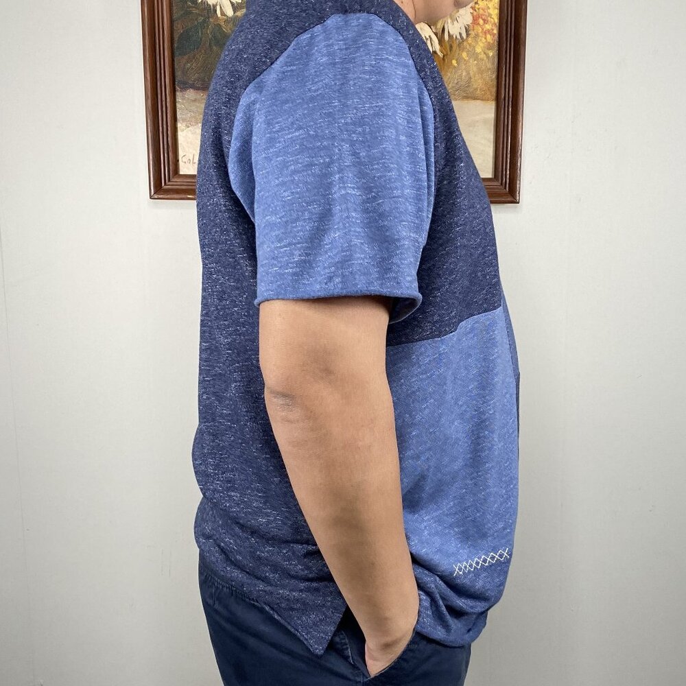 American Rag Shortsleeve Shirt Top Men's XL Blue Patchwork Casual - Picture 2 of 8